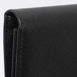 مملوكة مسبقًا Prada Black Saffiano Metal Leather Bifold Wallet