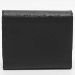 مملوكة مسبقًا Prada Black Saffiano Metal Leather Bifold Wallet