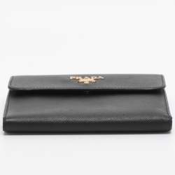 Pre Owned Prada Black Saffiano Lux Leather Bifold Wallet