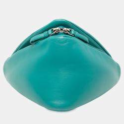 Pre Owned Prada Blue Nappa Padded Signaux Triangle Satchel