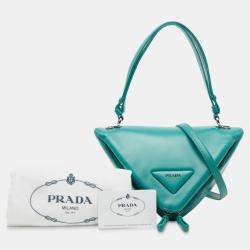Pre Owned Prada Blue Nappa Padded Signaux Triangle Satchel