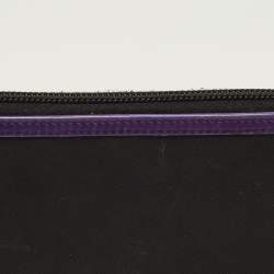 Pre Owned محفظة برادا نايلون وبراءة اختراع جلد أسود/أرجواني بسحاب دائري