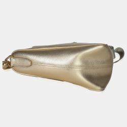 Pre Owned حقيبة كتف برادا بلاتينو جلد صفح فاخر ذهبي مثلث