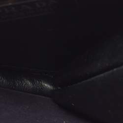 Pre Owned Prada Silver Triangle Embossed Leather Wallet On Chain