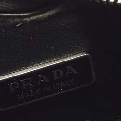 Pre Owned Prada Silver Triangle Embossed Leather Wallet On Chain