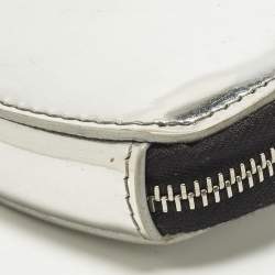 Pre Owned Prada Silver Triangle Embossed Leather Wallet On Chain