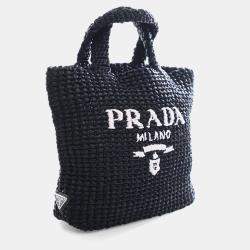 Pre Owned حقيبة يد برادا كروشيه رافيا صغيرة