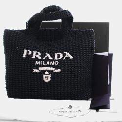 Pre Owned حقيبة يد برادا كروشيه رافيا صغيرة