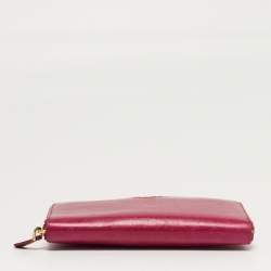 Pre Owned Prada Zip Pink Vitello Shine Leather Continental Wallet