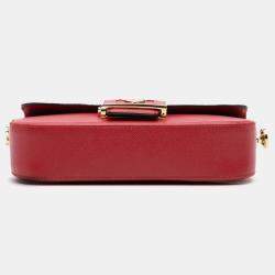 مملوكة مسبقًا Prada Red Saffiano Lux Embleme Satchel