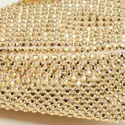 مملوكة مسبقًا Prada Triangle Gold Crystal Studded Satin Shoulder Bag