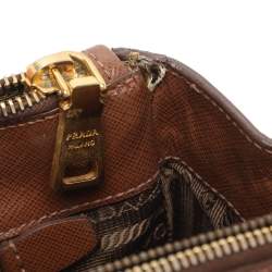 مملوكة مسبقًا حقيبة يد برادا "غاليريا" صغيرة سحاب مزدوج جلد سافيانو أسود