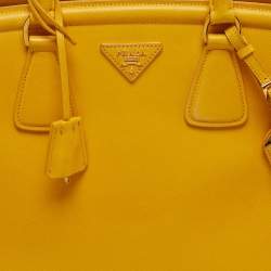 Pre Owned Prada Parabole Yellow Saffiano Leather Tote
