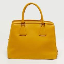 Pre Owned Prada Parabole Yellow Saffiano Leather Tote