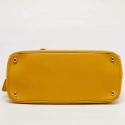 Pre Owned Prada Parabole Yellow Saffiano Leather Tote