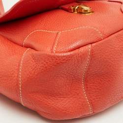 Pre Owned حقيبة كتف برادا جلد برتقالي فيتيلو داينو بقفل قابلة للطي