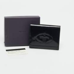 مملوكة مسبقًا محفظة برادا جلد سبازولاتو سوداء ثلاثية الطي