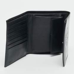 مملوكة مسبقًا محفظة برادا جلد سبازولاتو سوداء ثلاثية الطي