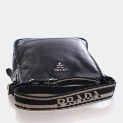 Pre Owned Prada Medium Vitello Daino Black Crossbody Bag