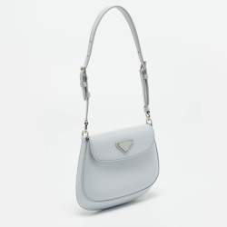 Pre Owned Prada Cleo Mini Grey Spazzolato Leather Shoulder Bag