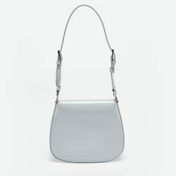 Pre Owned Prada Cleo Mini Grey Spazzolato Leather Shoulder Bag