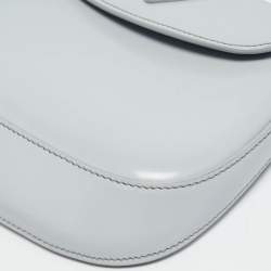 Pre Owned Prada Cleo Mini Grey Spazzolato Leather Shoulder Bag