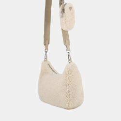 Pre Owned Prada Hobo Bag Shoulder Bag Beige Pile
