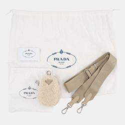 Pre Owned Prada Hobo Bag Shoulder Bag Beige Pile