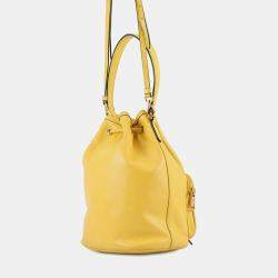 مملوكة مسبقًا حقيبة برادا دويت حقيبتين في واحدة جلد سافيانو أصفر عجل