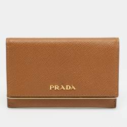 مملوكة مسبقًا Prada Brown Saffiano Leather Flap Card Holder
