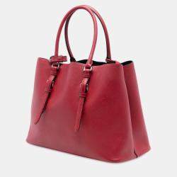 مملوكة مسبقًا Prada Red Medium Saffiano Cuir Double Handle Satchel