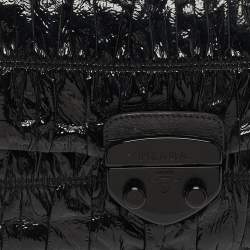 Pre Owned Prada Gaufre Black Gaufre Patent Leather Chain Shoulder Bag