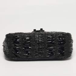 Pre Owned Prada Gaufre Black Gaufre Patent Leather Chain Shoulder Bag