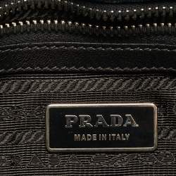 Pre Owned Prada Gaufre Black Gaufre Patent Leather Chain Shoulder Bag