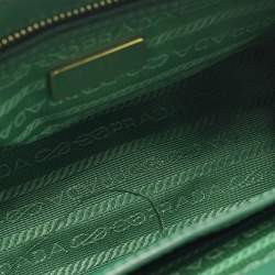 Pre Owned Prada Double Zip Mini Green Saffiano Lux Leather Tote