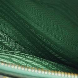 Pre Owned Prada Double Zip Mini Green Saffiano Lux Leather Tote