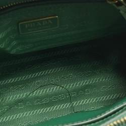 Pre Owned Prada Double Zip Mini Green Saffiano Lux Leather Tote