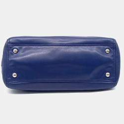 Pre Owned Prada Blue Leather tote and shoulder bag