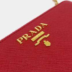 Pre Owned حقيبة سلسلة صغيرة برادا جلد سافيانو أحمر