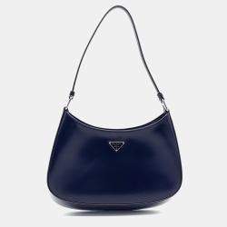 Pre Owned Prada Navy Blue Leather Cleo Hobo Bag