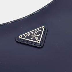 Pre Owned Prada Navy Blue Leather Cleo Hobo Bag