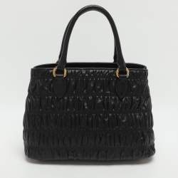 Pre Owned حقيبة برادا يد جلد غوفري أسود ناعمة