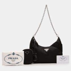 Pre Owned Prada Black Tessuto Re Edition 2005 Satchel