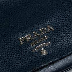 Pre Owned Prada Blue Saffiano and City Calf Chain Crossbody