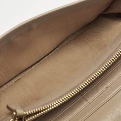 مملوكة مسبقًا Prada Beige Saffiano Leather Flap Continental Wallet