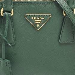 مملوكة مسبقًا Prada Galleria Double Zip Small Green Saffiano Lux Leather Tote