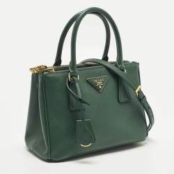 مملوكة مسبقًا Prada Galleria Double Zip Small Green Saffiano Lux Leather Tote