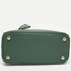 مملوكة مسبقًا Prada Galleria Double Zip Small Green Saffiano Lux Leather Tote