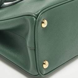 مملوكة مسبقًا Prada Galleria Double Zip Small Green Saffiano Lux Leather Tote