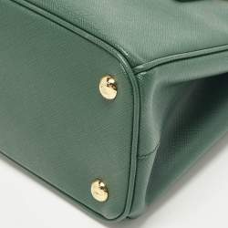 مملوكة مسبقًا Prada Galleria Double Zip Small Green Saffiano Lux Leather Tote